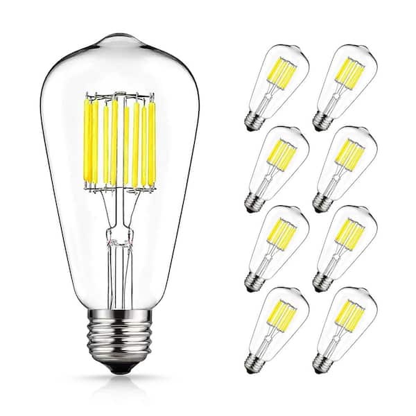 YANSUN ST64 E26 Medium Base 80 Watt Equivalent Vintage LED Edison Filament Light Bulb in Neutral White (8-Pack)