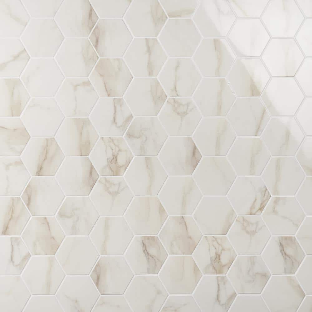 Ivy Hill Tile Santorini Calacatta White 5.9 in. x 6.69 in. Polished Porcelain Floor and Wall Tile (6.13 sq. ft./Case) -  EXT3RD108040