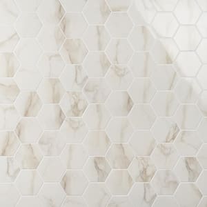 Santorini Calacatta White 5.9 in. x 6.69 in. Polished Porcelain Floor and Wall Tile (6.13 sq. ft./Case)