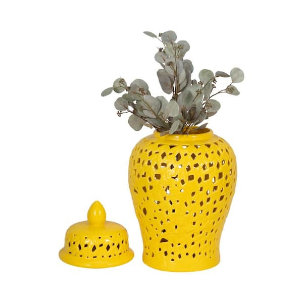 Reviews for Liv & Skye 24 in. Yellow Ceramic Pierced Cut-Out