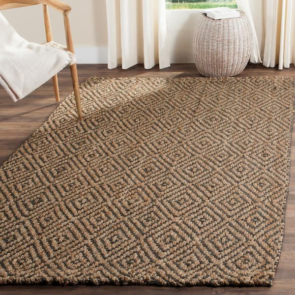 Natural Fiber Beige/Gray 5 ft. x 5 ft. Square Geometric Area Rug