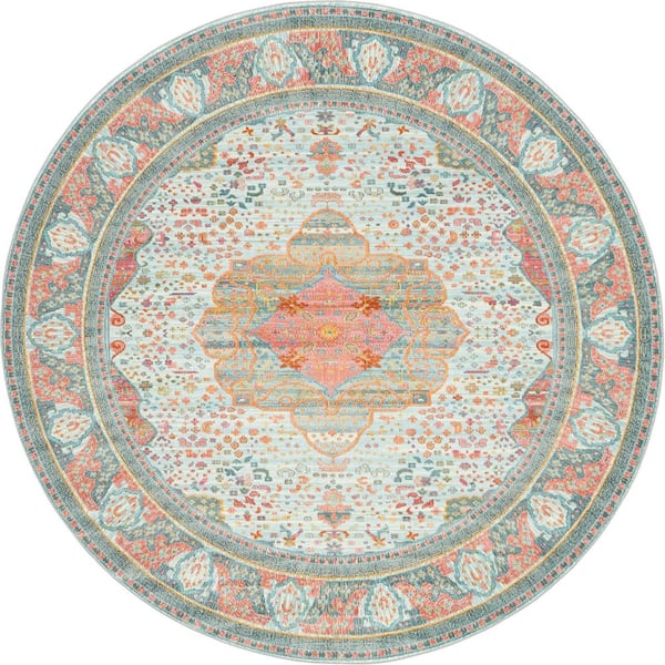 Unique Loom Baracoa Malecon Light Blue 8' 4 x 8' 4 Round Rug