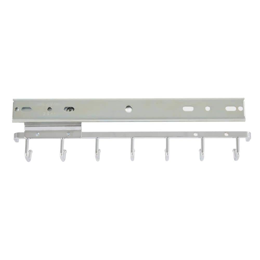 Chrome 14'' Sliding Belt and Accessory Rack with 7 Hooks
