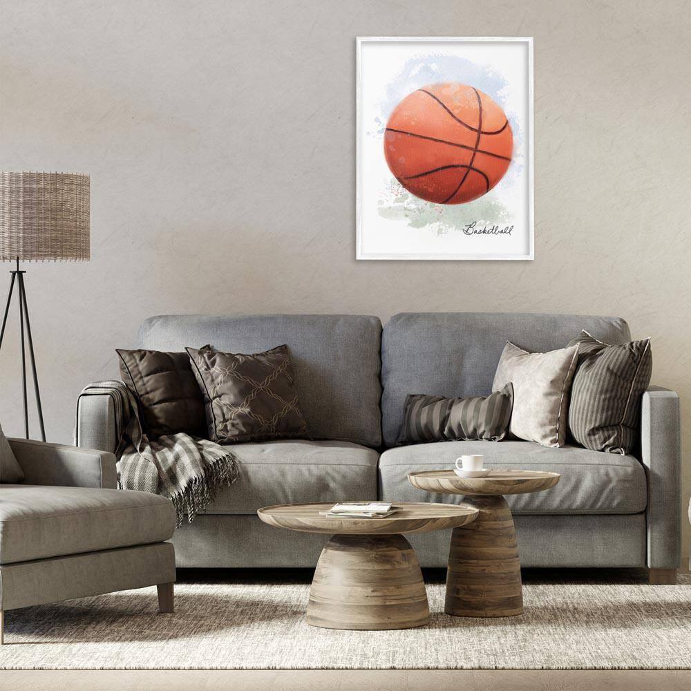Soft Pastel Basketball by Matthew Piotrowicz White Framed Sports Giclee Art Print 30 in. x 24 in. price history on PriceWatchPro