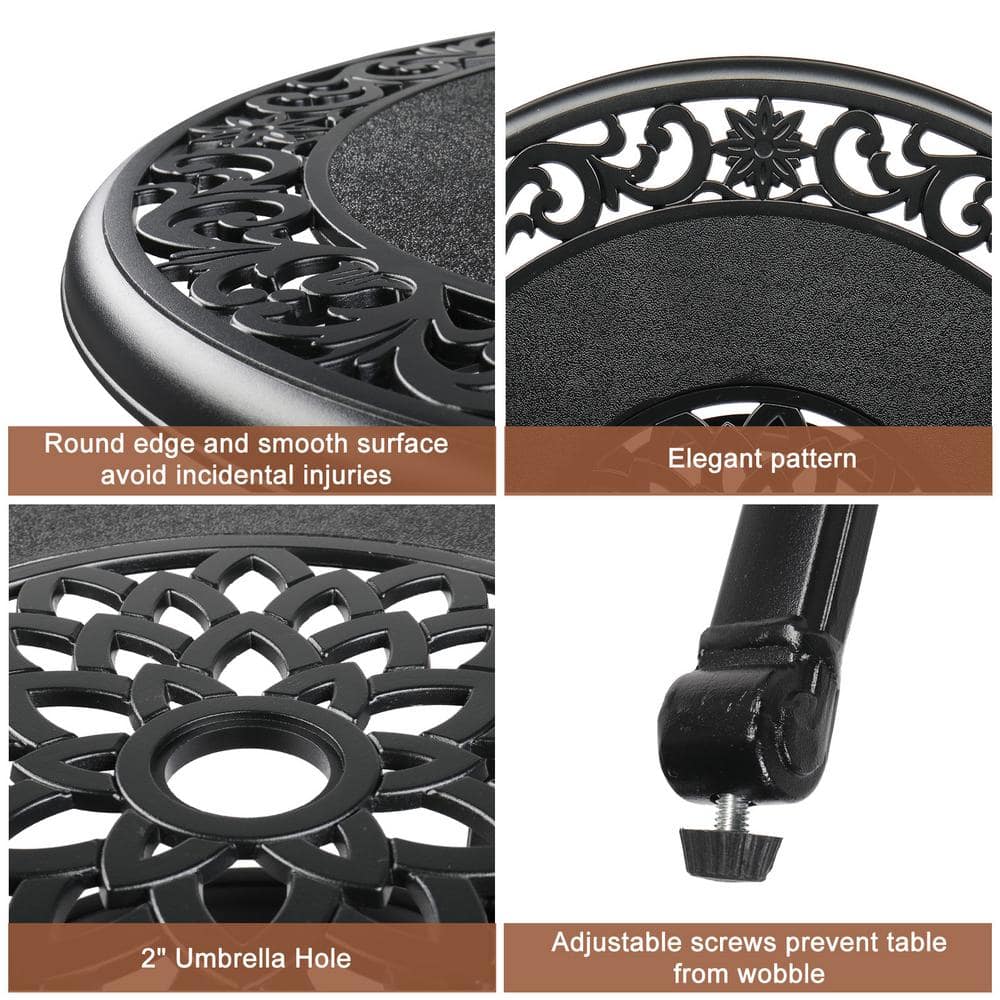 32" Black Cast Aluminum Round Outdoor Bar Table