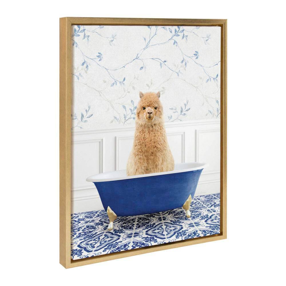 "Sylvie ""Alpaca In Eclectic Blue Bath"" by Amy Peterson Art Studio Gold Framed Art Print 18 in. x 24 in." price history on PriceWatchPro