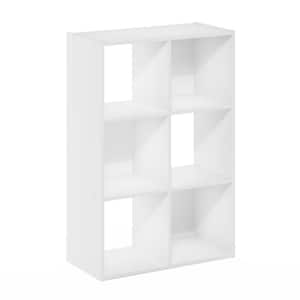 Peli 36 in. Tall White Wood 6-Shelf Cubic Storage Bookcase with Open Shelves