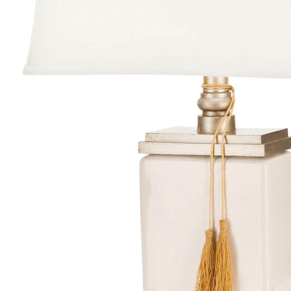 Amiliana 32 Inch Cream Ceramic Tassel Table Lamp with White Shade