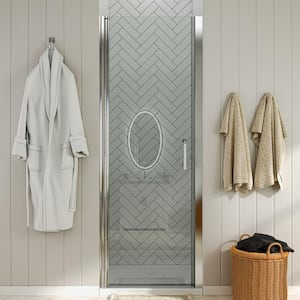 32 to 33-1/4 in. W x 72 in. H Pivot Swing Frameless Shower Door in Chrome with Clear Glass
