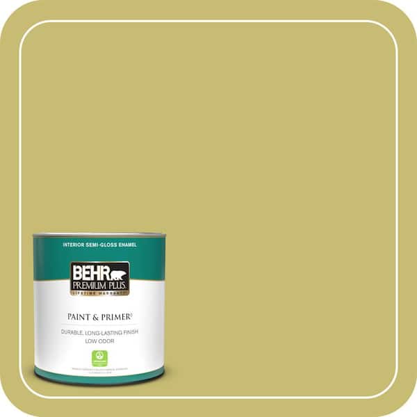 BEHR PREMIUM PLUS 1 qt. Home Decorators #HDC-SP16-02 Pistachio Shortbread Semi-Gloss Enamel Low Odor Interior Paint & Primer