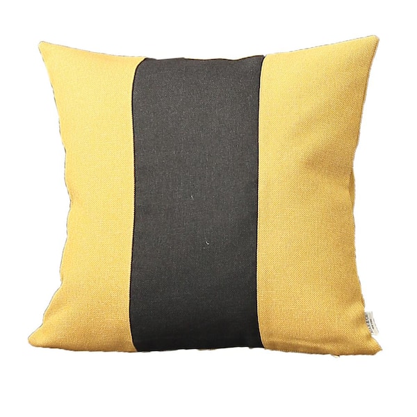 MIKE & Co. NEW YORK Boho-Chic Handcrafted Jacquard Yellow & Black 18 in. x 18 in. Square Solid Throw Pillow Cover