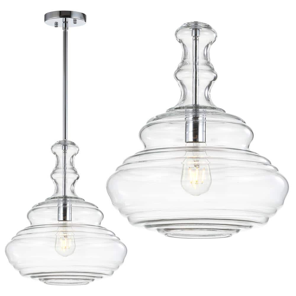 Bettina 13.37" Chrome Polished Clear Glass LED Pendant
