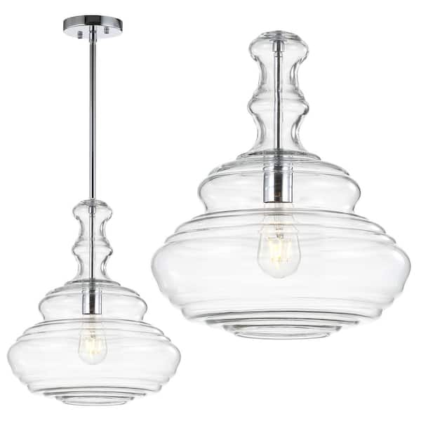 Bettina 13.37 in. 1-Light Chrome/Clear Glass/Metal LED Pendant