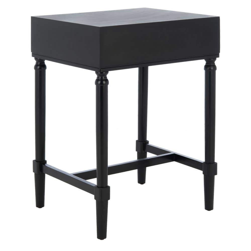 Estella Rustic Black Wood & Metal 1-Drawer Accent Table