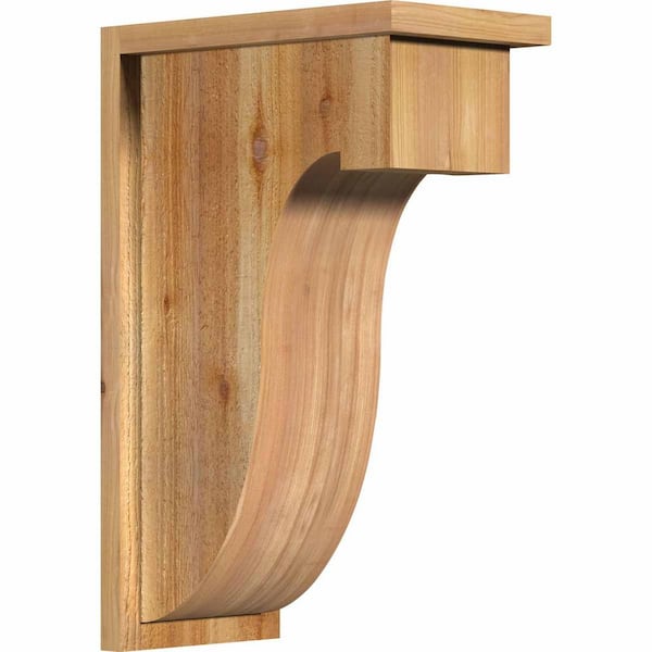 Ekena Millwork 8 in. x 14 in. x 22 in. Western Red Cedar Del Monte Rough Sawn Corbel with Backplate