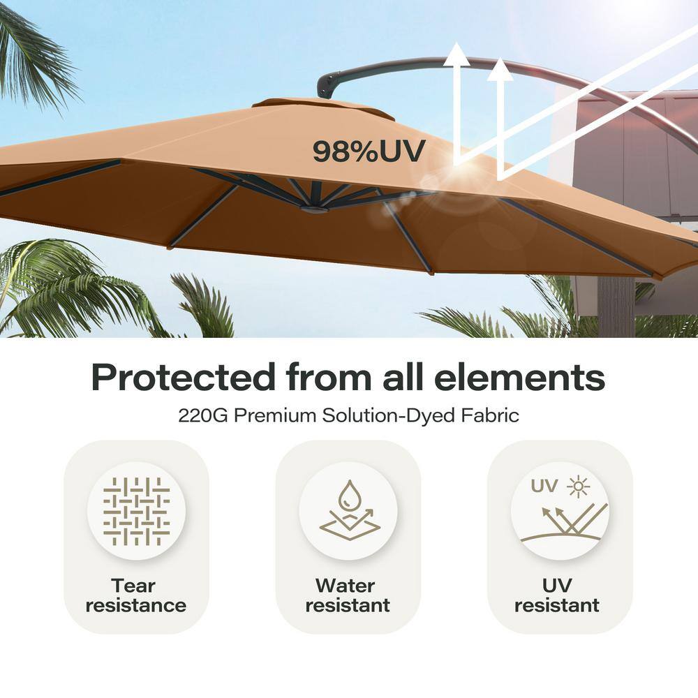 Tan 12ft Cantilever Patio Umbrella with Black Metal Pole