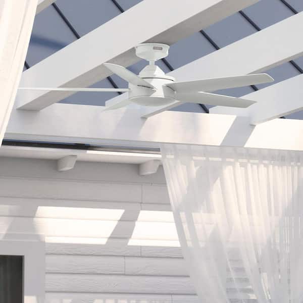 Hunter Tidal Ridge 52 in. Outdoor Fresh White Ceiling Fan with Wall Switch For Patios or Bedrooms