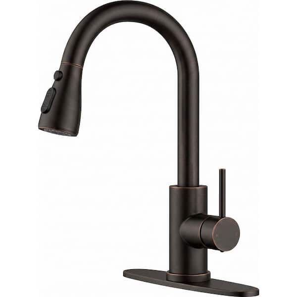 ORB 14 in. H Pull Down Sprayer Kitchen Faucet with 360° Spout Swivel Stainless Steel Kitchen Sink Faucets
