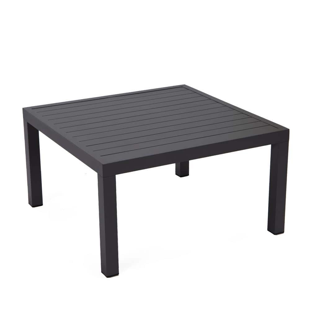 Leisuremod Hamilton Black Square Aluminum Outdoor Coffee Table HT32BL