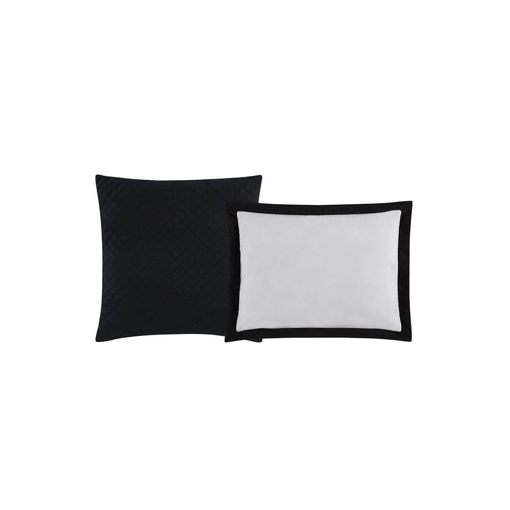 White and Black Microfiber Reversible Full Bed Set