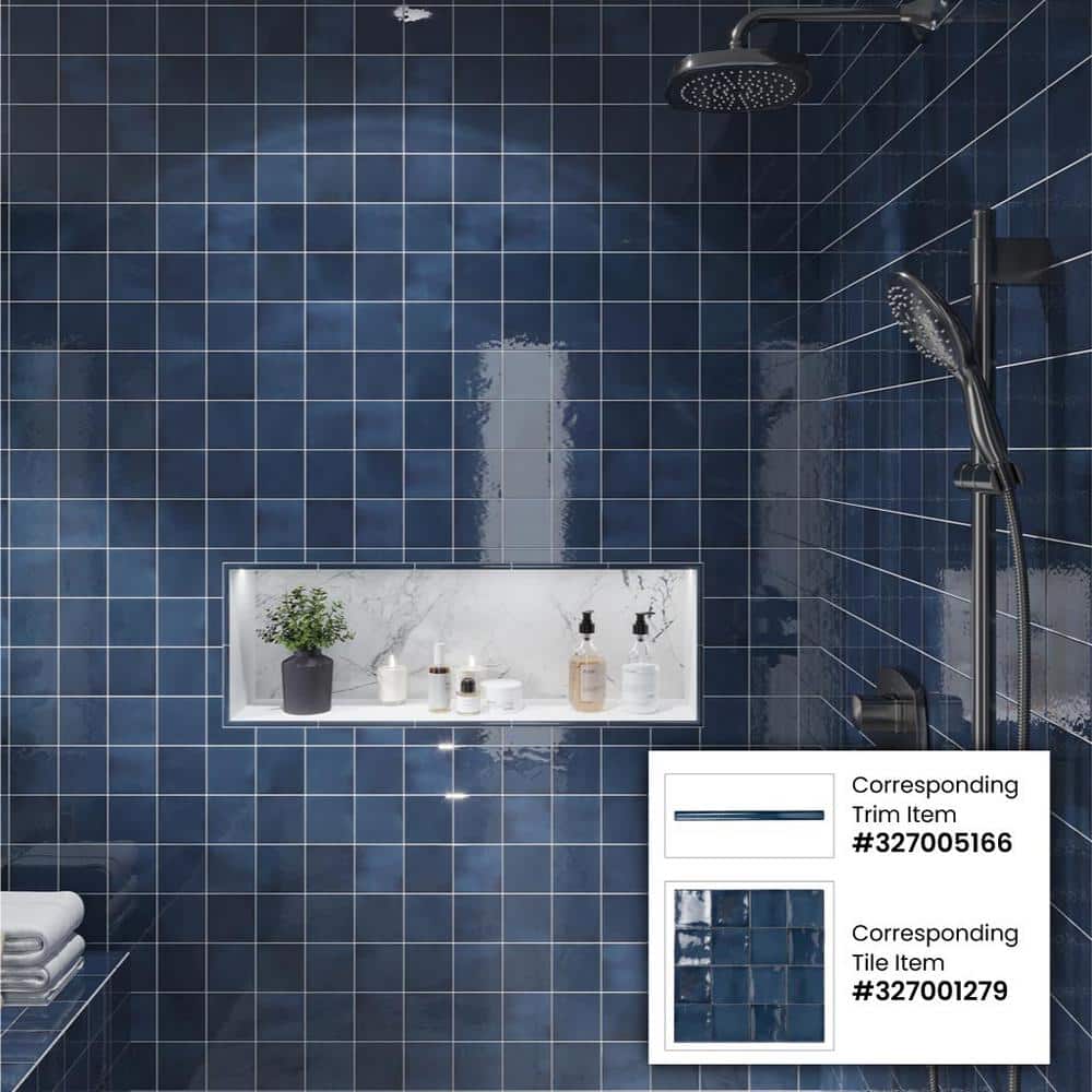 Silken Navy Blue Glossy Ceramic Square Wall and Floor Tile