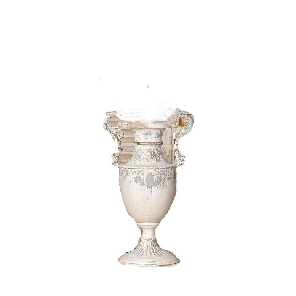 Metal Antique Grey White Vintage Floral Ceramic Vase  Flower Plant Ideal, F