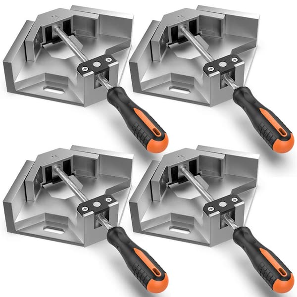 Angel Sar 4 Pack 90° Aluminum Alloy Right Angle Clamp, Single Handle Woodworking Tools for Photo Frame Vise Holder