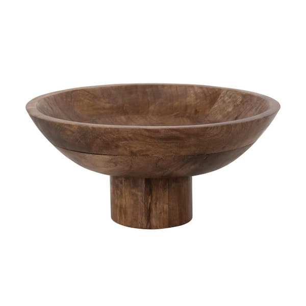 Storied Home 218 fl. oz. 11.5 in. Natural Brown Mango Wood Serving Bowls (Set of 1)
