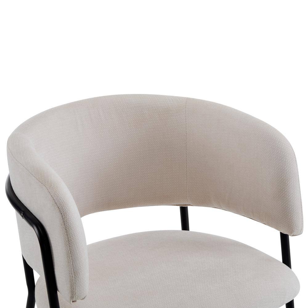 Beige and Black Upholstered Metal Arm Chair Set