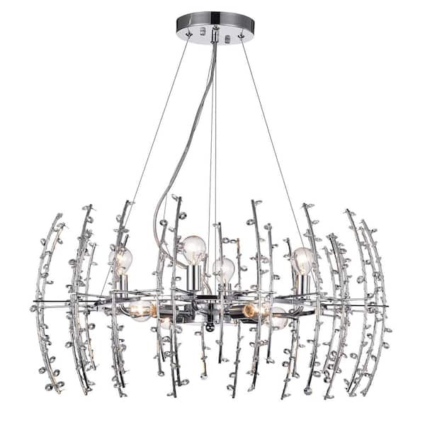 Warehouse of Tiffany Aralyne 25 in. 8-Light Indoor Chrome Chandelier