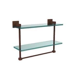 Allied Brass 16 in. L x 12 in. H x 5 in. W 2-Tier Clear Glass Vanity  Bathroom Shelf with Towel Bar in Antique Bronze NS-2/16TB-ABZ - The Home  Depot