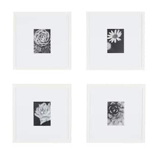 White Modern Frame with White Matte Gallery Wall Picture Frames (Set of 4)