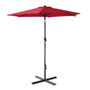 7 ft. Metal Market Tilt Hexagonal Patio Umbrella in Wine