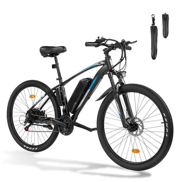 Karl home 27.5 in. Electric Mountain Bike Bicycle with Removable 36-Volt 13AH Battery, 7 Speed-Black and Blue