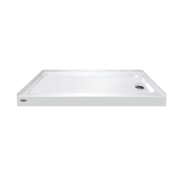 JACUZZI PRIMO 60 in. L x 32 in. W  Alcove Shower Base with Right Drain in White