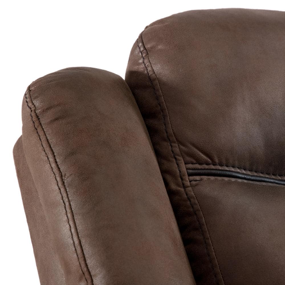 87" Brown Suede Reclining Sofa with Cup Holders