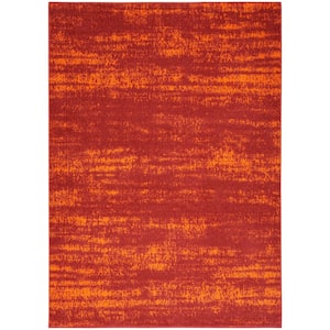 Nourison Essentials Red 6 ft. x 9 ft. Abstract Contemporary Indoor/Outdoor Area Rug