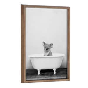 Blake 24 in. x 18 in. Koala in Bathtub Black and White by Amy Peterson Framed Printed Glass Wall Art