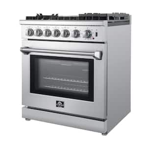 Lazio 30 in. 5-Burner Dual Fuel Range with Gas Stove and Electric Oven True Convection in Stainless Steel