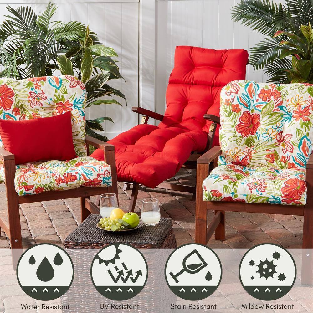 Breeze Floral Outdoor Tufted Chair Cushion 42" x 21" Set of 2