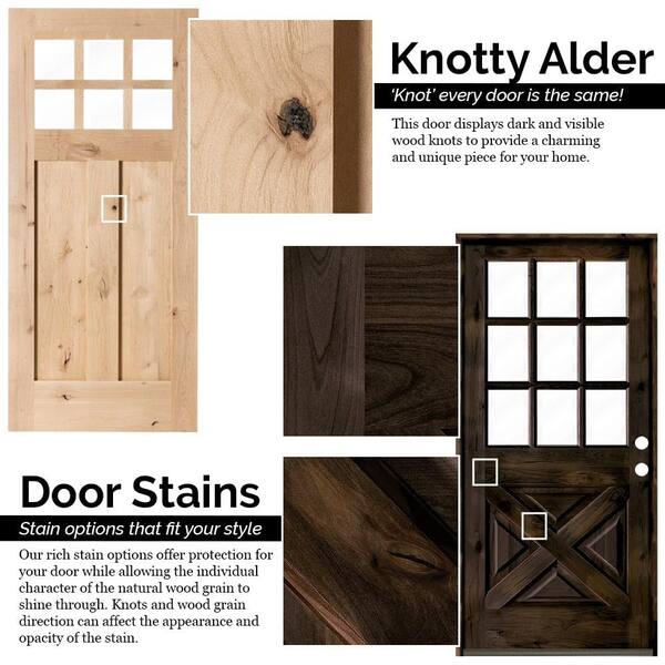 30 in. x 80 in. Knotty Alder 2 Panel Left-Hand Top Rail Arch V-Groove Grey  Stain Wood Single Prehung Interior Door