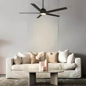 Byrness 60 in. Color Changing Integrated LED Indoor Black 10-Speed DC Ceiling Fan with Light Kit/Remote Control