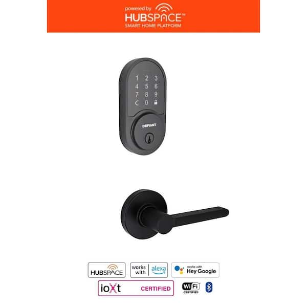 Hubspace Matte Black Round Pincode Deadbolt with Tonebridge Hall/Closet Door Lever Combo Pack