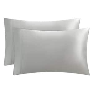 Premium Grey Satin Microfiber Standard Pillowcases (Set of 2)