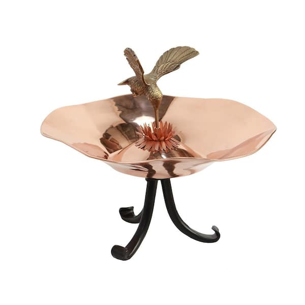 Achla Designs 13.25 in. Dia, Copper Plated Hummingbird Birdbath Bowl with Tripod Stand