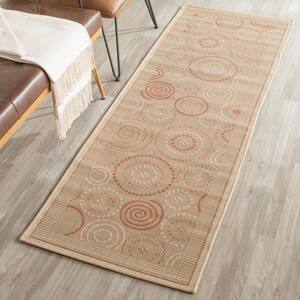 Courtyard Natural/Terracotta 2 ft. x 7 ft. Border Indoor/Outdoor Patio  Runner Rug