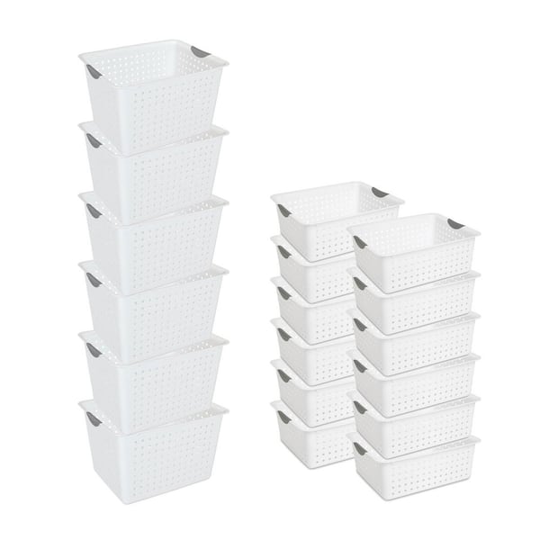 12 Pack 6 Pack Sterilite Deep Ultra Plastic Storage Bin Basket + Large Bin 