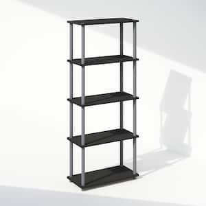Turn-N-Tube 57.4 in. Tall Black/Grey Wood 5-Shelf Bookcase