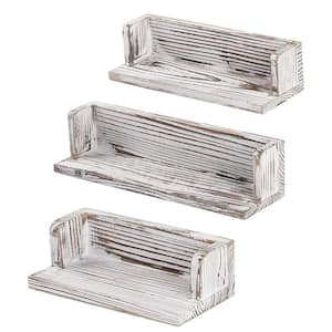 Rustic Wood Floating Wall Shelves for Bathroom Living Room Bedroom Kitchen (Set of 3)