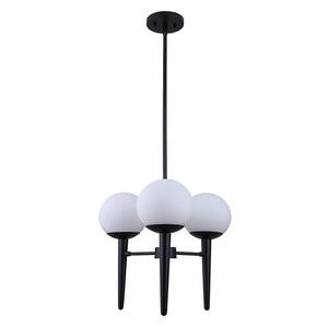 Brooke 3-Light Black Pendant with Frosted Globes